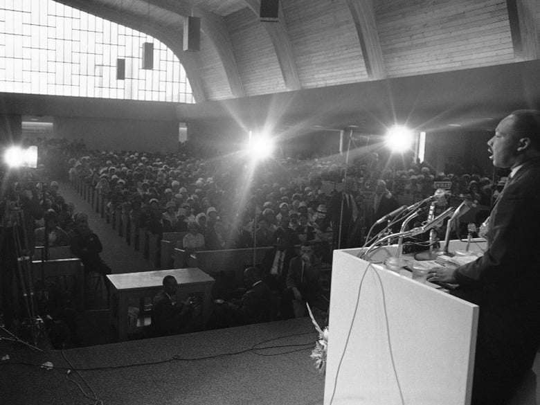 Dr. Martin Luther King, Jr., delivers sermon dedicating the Bright Hope Baptist Church in Philadelphia on May 2, 1965.